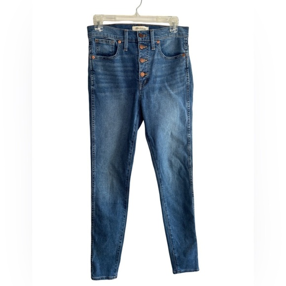 Madewell Womens 10" High Rise Skinny Jeans Sz 27 Button Fly Medium Wash Stretch - Picture 1 of 14